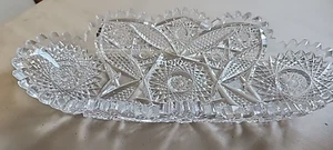 VTG 11 1/2" Celery Dish American Brilliant Period Oval Cut Glass Clear - Bild 1 von 16