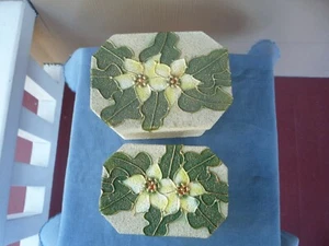 2 Vintage verzierte GOLD GESSO WEIHNACHTEN WEIHNACHTSSTERN verschachtelte Ornament BOX Boxen - Bild 1 von 7