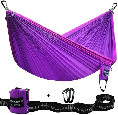 Camping Hammock Double & Single Portable Hammocks with 2 Tree Straps - Image 1 of 4