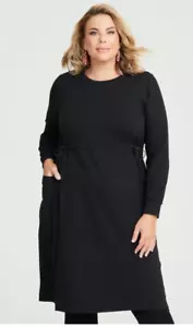 VIRTUELLE SIZE 22 WOMENS BLACK BAMBOO SPLICED POCKET PONTE DRESS STRETCH NEW TAG - Picture 1 of 14