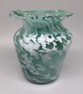 Vintage Art Glass Green and White Small Pitcher or Creamer - Picture 1 of 3