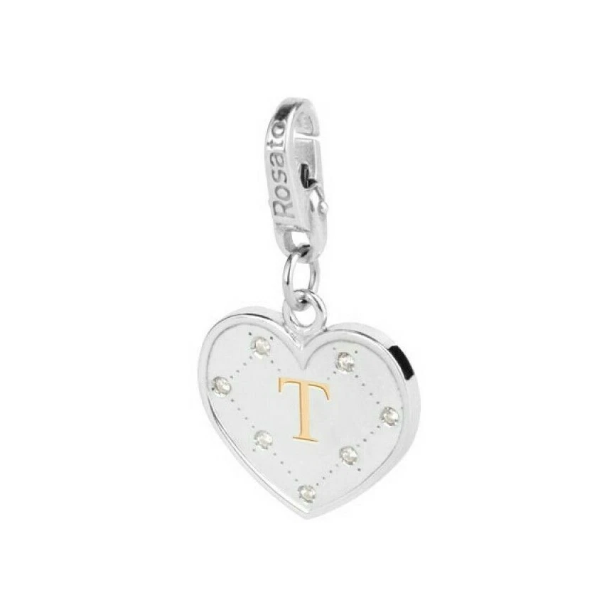 Ciondolo lettera T Rosato Charm MY Alphabet argento zirconi AL020 - Immagine 1 di 1