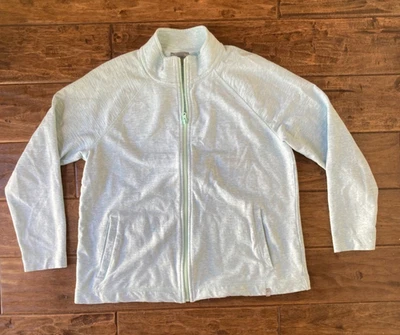 Suéter Grande T by Talbots Cuello Simulado Cremallera Completa Azul Pequeño Verde UPF 50 Foto 1 de 4