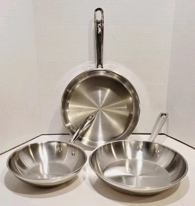 Emeril All-Clad Stainless Steel Copper Core 8”, 10” Skillet, 3qt Saute Pan 3 Pc - Picture 1 of 16
