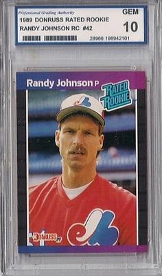 Randy Johnson 1989 Donruss RC Graduado GEMA 10 Seattle Mariners (HOF) Foto 1 de 4