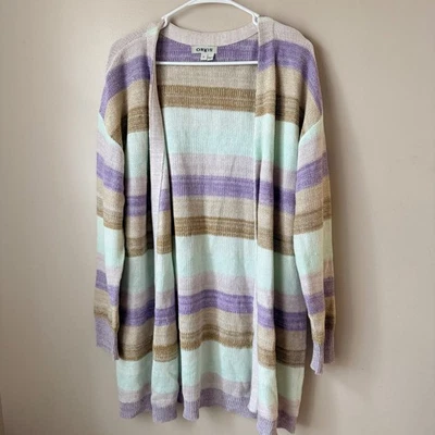 Cárdigan suéter a rayas ORVIS para mujer mezcla de lino/algodón L informal costero Foto 1 de 4