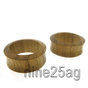 PAIR OF TEAK WOOD 1" 1/8 INCH (30MM) WOOD TUNNELS PLUGS PLUG TUNNEL - Picture 1 of 2