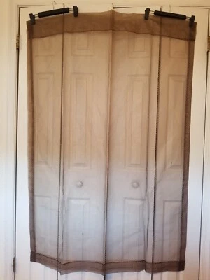 Juego de Cortinas Vintage 2 Paneles Marrón Transparente Lunares 62" L X 44.5" W Hecho a Mano  Foto 1 de 4