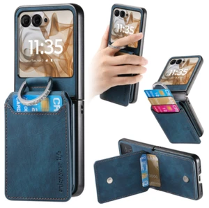 For Motorola Razr 50 60 50Ultra, Card Holder Foldable Leather Wallet Case - Picture 1 of 14