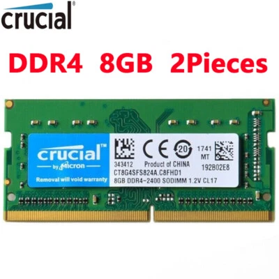 Crucial DDR4 16GB 2 x 8GB 2400 MHz PC4-19200 260-Pin SODIMM Notebook Memory RAM - Image 1 of 4