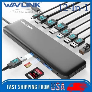 12 in 1 USB C Hub Dual HDMI Dock Laptop Docking Station Triple Monitors DP USB A - Picture 1 of 11