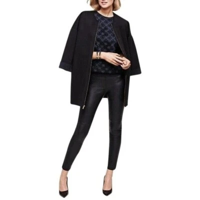 Ann Taylor Negro Vegano Imitación Cuero Cordón Cintura Leggings Pull On Pantalones 8 Foto 1 de 4