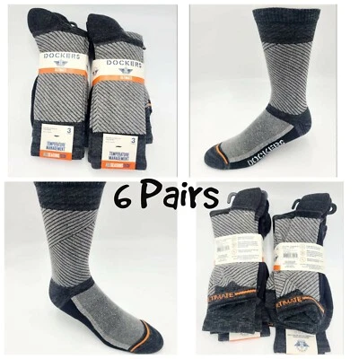 DOCKERS Ultimate Hombres 6 Pares de Calcetines Gris Control de Temperatura Talla 6-12  Foto 1 de 4