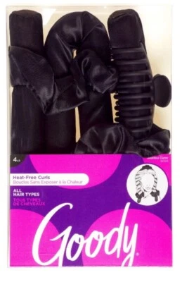 НОВЫЙ Goody без тепла бигуди с когтями зажимы и резинки - черный - 4ct - Изображение 1 из 3