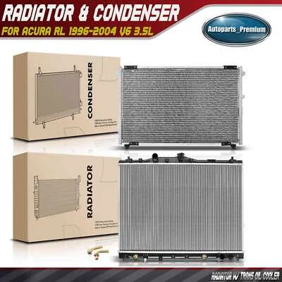 Radiador nuevo con transmisión. Enfriador de aceite y condensador de aire acondicionado para Acura RL 1996-2004 V6 3,5 L Foto 1 de 4