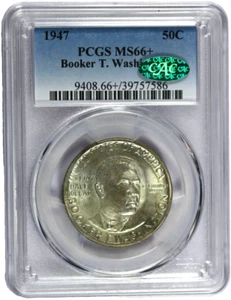 1947 PCGS MS66+ Booker T Washington Classic Commemorative Half with CAC Label - Picture 1 of 2