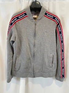Reebok Tape Long Sleeve Zip-Up Gray Sweatshirt Jacket Women's Size L - Picture 1 of 6