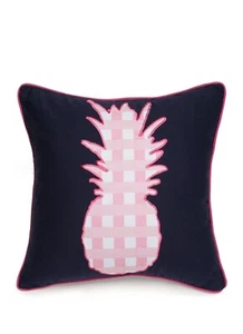 Almohada decorativa Crown & Ivy, 18x18" - piña a cuadros rosa marino - Imagen 1 de 2