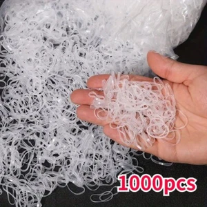 1000Pcs Clear Elastic Hair Ties - Durable Plastic Rubber Bands for a Sleek Looks - Picture 1 of 8