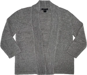 August Seide Damen grau Strickjacke vorne offen Pullover 3/4 Ärmel Gr. Medium neu ohne Etikett - Bild 1 von 11