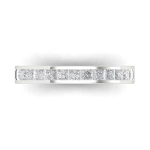 VVS1 Zirconia Diamond Half-Eternity Ring, Solid Gold Stackable Band (0.78 cttw) - Picture 1 of 20