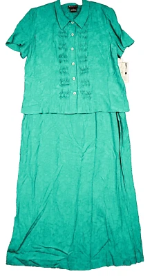 复古 K Studio 2 件式西装外套女式 14 Kelly 绿色无袖新品 — 第 1/4 张图片