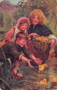 Postal: Fuss & Fun, Kids with Ducklings, DB publicada 1910 - Imagen 1 de 2