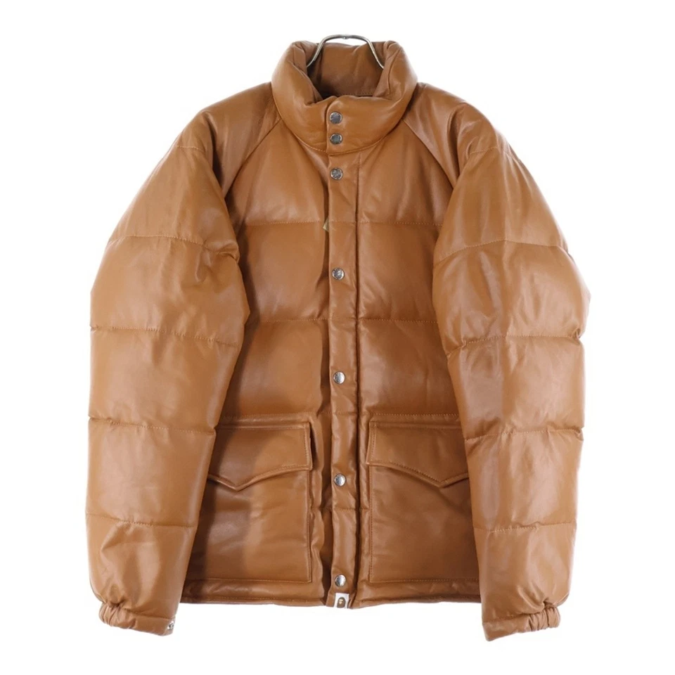 A BATHING APE ABSING LEATHER CLASSIC DOWN JACKET Sheepskin Zip Up Brown Used d26 - Image 1 of 4