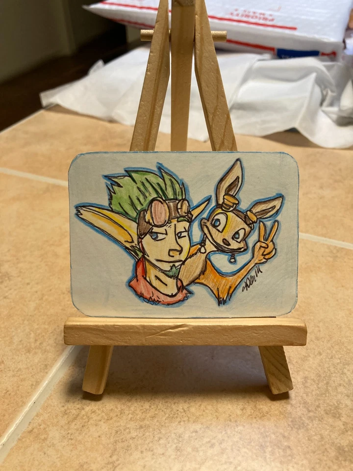 Tarjeta en miniatura pintura artística original ACEO ÚNICA EN SU CLASE Mini ATC Jak and Daxter #307 Foto 1 de 1