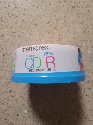 Memorex Cool Colors CD-R  25 Pack 52X 700 MB 80 Min NEW & SEALED & UNTESTED  - Image 1 of 4