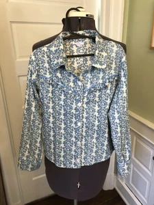 VTG Calypso Western Blue Floral Long Sleeved Button Down Shirt, Girl 10 - Picture 1 of 5