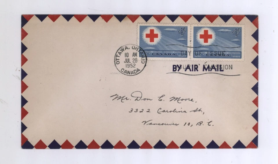 26 de julio 1952 Cruz Roja Canadá en Sun ¡Cubierta primer día! Scott #317 Ottawa FDC Foto 1 de 1