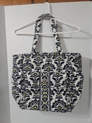 Vera Bradley Fanfare Large Tote Black White Zip Closure Inside Pockets - Image 1 of 4