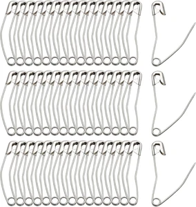 100Pcs Curved Safety Pins Size 3, 2" / 50Mm Quilting Basting Pins, Bent Safety P - Picture 1 of 12