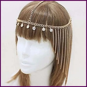 Mujeres Moda Estilos Cadenas Color Dorado Cadena para el Cabello Joyería Cadena para Cabeza de Metal - Imagen 1 de 24