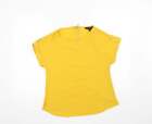 Dorothy Perkins Womens Yellow Polyester Basic Blouse Size 8 Round Neck