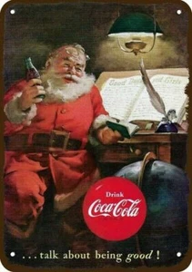 1951 SANTA CLAUS COCA-COLA CHRISTMAS Vintage-Look DECORATIVE REPLICA METAL SIGN - Picture 1 of 1