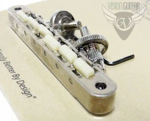 TonePros ABR1 NASHVILLE Tune-O-Matic Bridge NVR2G-AN Aged Nickel - Nylon Saddles - Picture 1 of 1