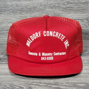 VTG Waldorf Concrete Inc. Snapback Trucker Hat Cap Adjustable USA Red Foam Mesh - Picture 1 of 16