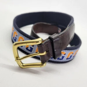 Gettysburg College Ribbon Belt 30 Vineyard Vines Canvas Leather Blue Orange - Picture 1 of 11
