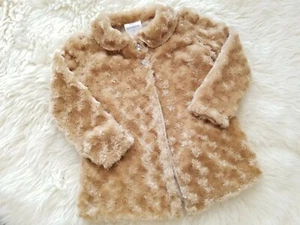 Little Girls Size 2 Caramel Minky Swirl Coat with Sparkly Buttons - Picture 1 of 8