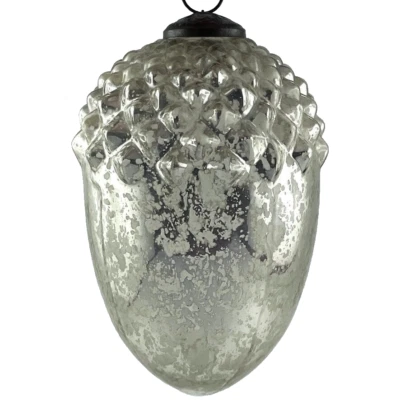 Ancienne BOULE DE NOËL H.20cm, Verre Églomisé Mercurisé, Boule de Pardon 19th - Photo 1/4