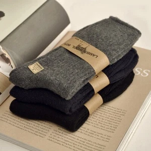 1/6 Pairs Mens 100% Merino Wool Cashmere Crew Socks  Dress Calf Solid Warm Soft - Picture 1 of 8
