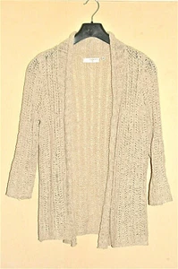 Cardigan / Shrug. Soft fawn with metallic thread. Size M. Long sleeves.Crocheted - Picture 1 of 3