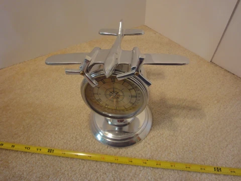 Vintage diecast aluminum, bomber airplane model, shelf, desk, mantle clock Cover