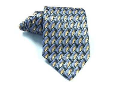 Mens Ermenegildo Zegna Italy 3.75”x59” Periwinkle Diamond Geometric Beige Tie - Imagem 1 de 4