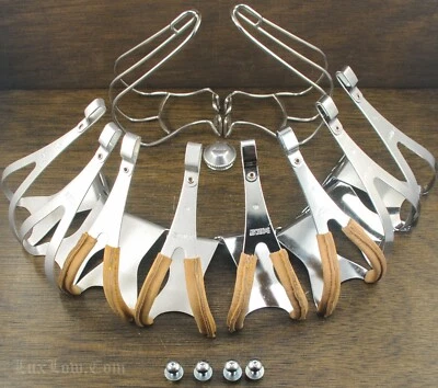 NOS MKS RoadBike Pedal TOE CLIPS Steel Alloy Leather NJS FixedGear Bicycle Cages