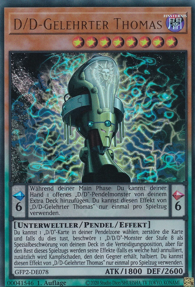 Yu-Gi-Oh GFP2-DE078 D/D Gelehrter Thomas 1 Aufl. Ultra Rare NM - Bild 1 von 1