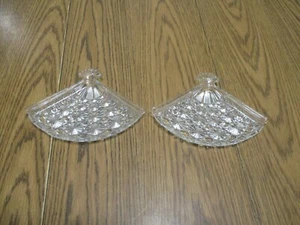 TWO Vintage Avon Pressed Glass Tray 1974 Fan Shape Dresser Tray Guest Soap Dish - Picture 1 of 7