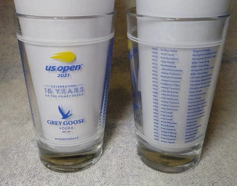 2 US Open 2021 Tennis Grey Goose Honey Deuce Cup Glass Drink Serena Williams Cover